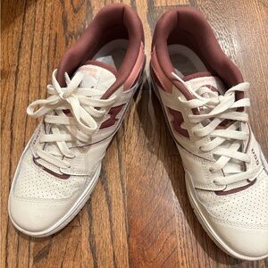New Balance Cream and Burgundy Sneakers
